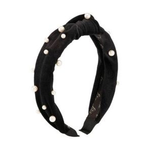 NWT Goody Barbie Black Velvet Knotted Headband with Pearls